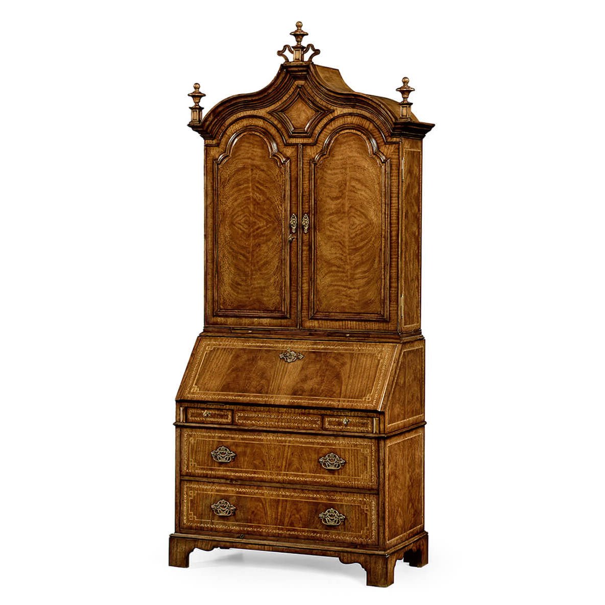 Queen Anne Walnut Secretary with Chinoiserie Decorated Interior - English Georgian America