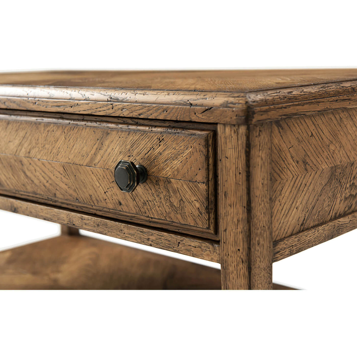 Rustic Oak Bedside Table - English Georgian America
